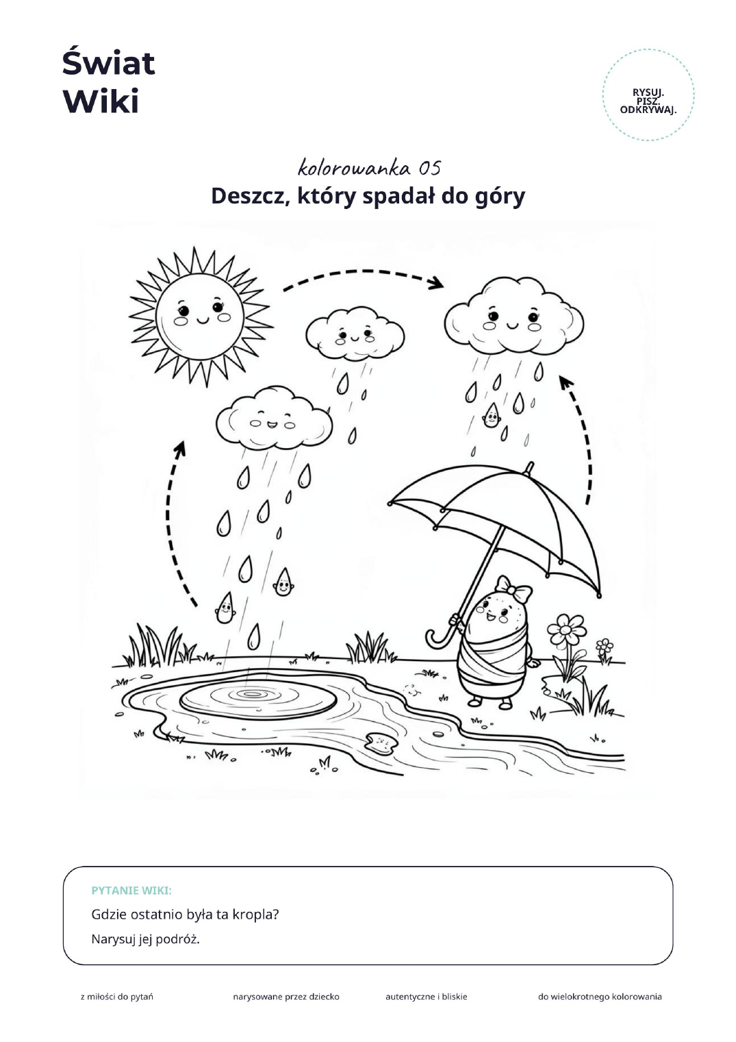 Podgląd kolorowanki Deszcz do góry