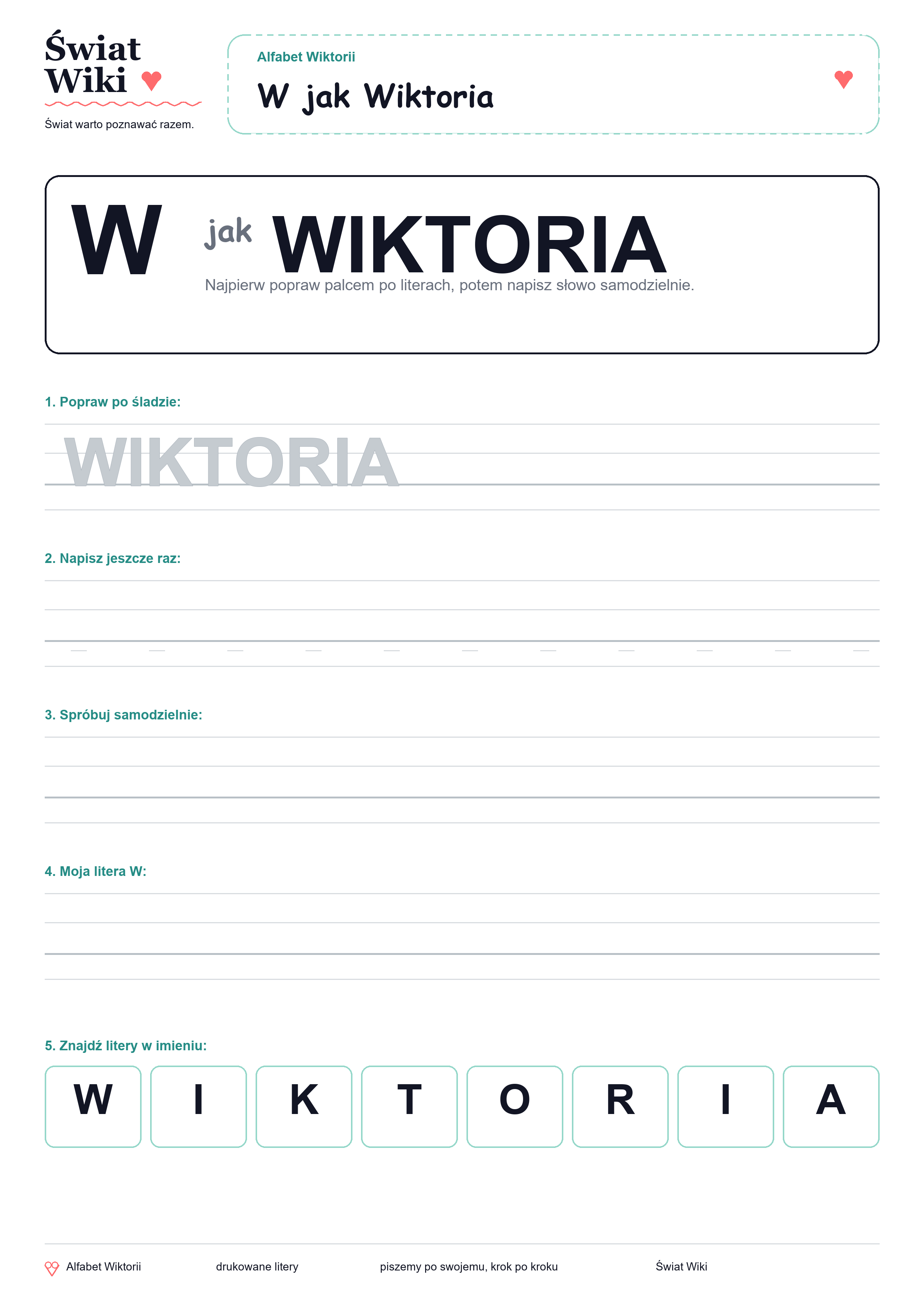 Podgląd karty Alfabet Wiktorii: W jak Wiktoria