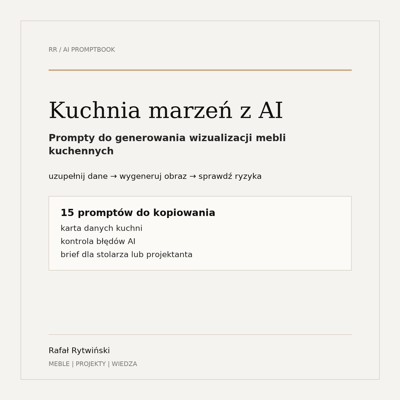 Okładka produktu Kuchnia marzeń z AI. Prompty do generowania wizualizacji mebli kuchennych